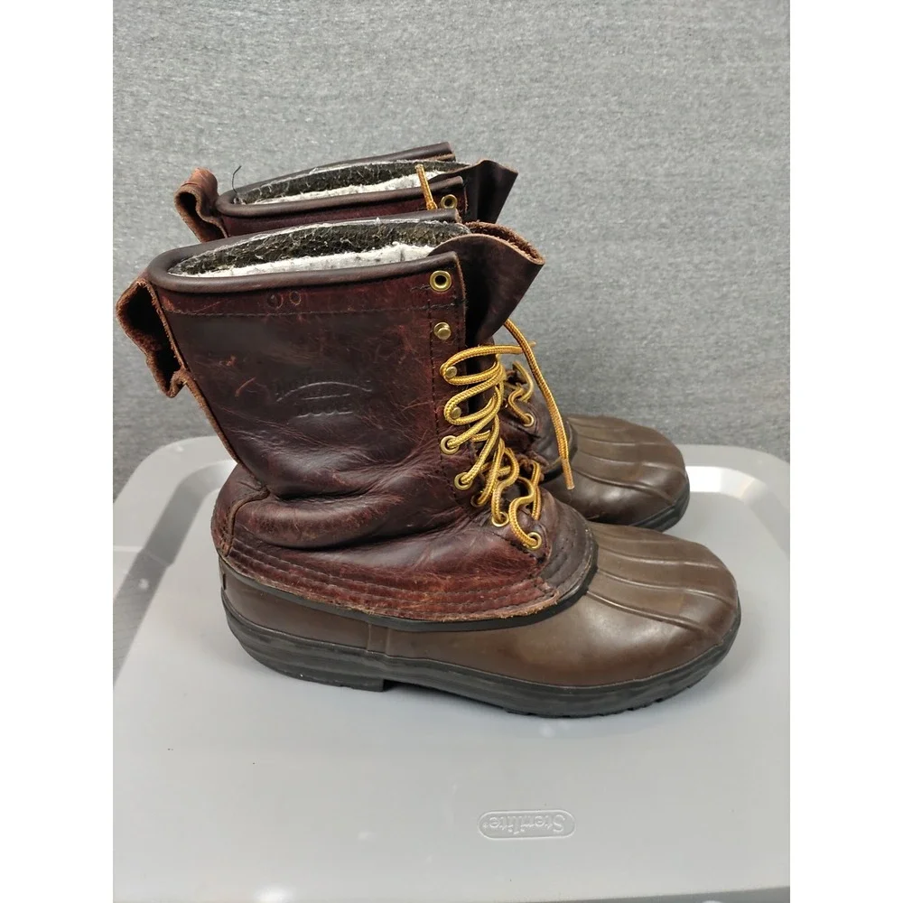 Hoffman Mens Boots 10 Brown Leather Lineman Climbing Felt Liner USA Made‎ Work